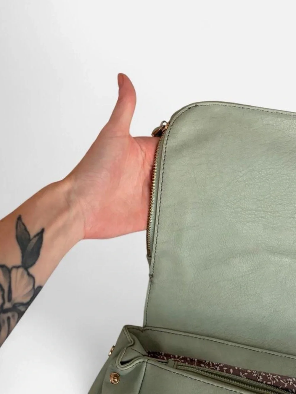 Green Faux Leather Handbag